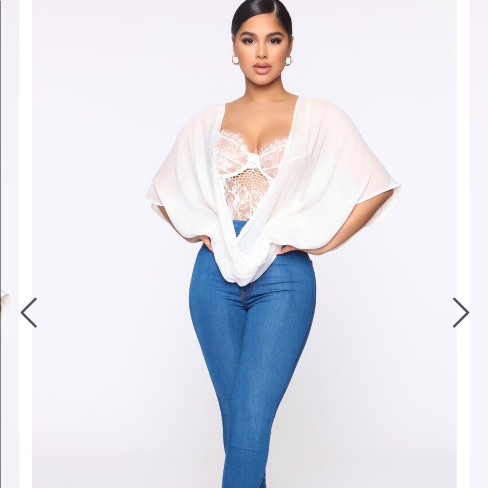NWOT FN V Loose Surplice Top - Off White